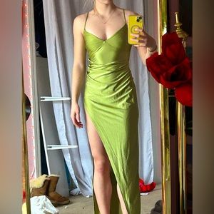 light green, long prom dress